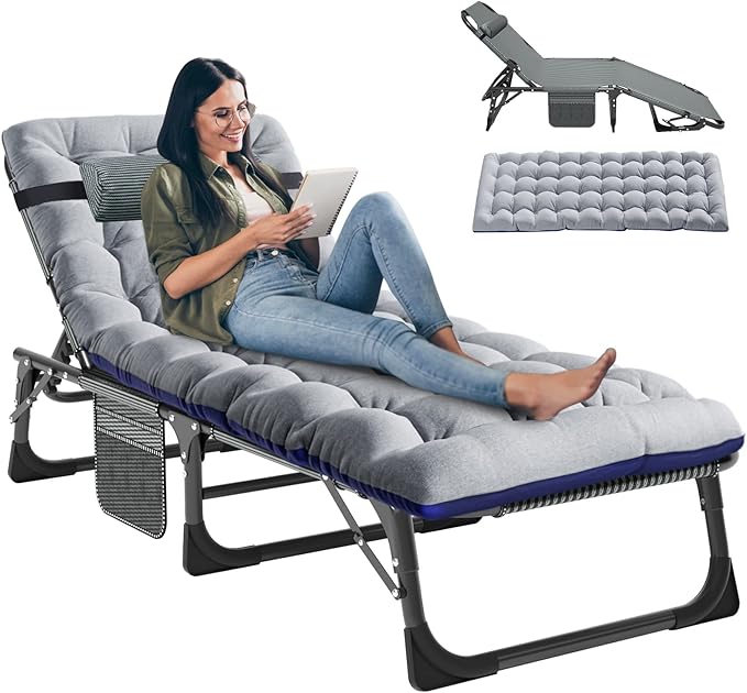 LILYPELLE Folding Outside Chaise Lounge Chair with Mattress - Photo 1