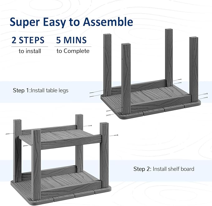 18" Outdoor Side Table, 2-Tier Patio Side Table, Weather Resistant, Easy Assembled - Photo 6
