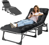 MOPHOTO Folding Chaise Lounge Chair 5-Position, Folding Cot, Heavy Duty Patio Chaise Lounges for Outside, Poolside - Photo 1