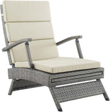 Modway Envisage Outdoor Patio Wicker Rattan Chaise Lounge in Light Gray Beige - Photo 5