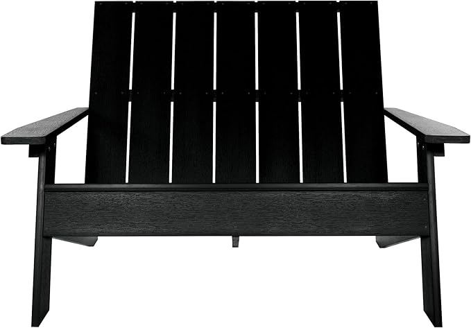 highwood Italica Modern Outdoor Adirondack Loveseat, Black