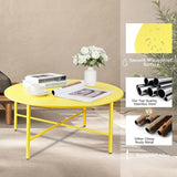 Patio Round Steel Patio Coffee Table, Weather Resistant Anti-Rust and Waterproof Indoor and Outdoor Large Side Table - Photo 5