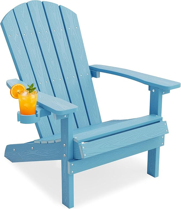 YEFU Adirondack Chair Weather Resistant: Outdoor Chair HIPS Plastic Adirondack Chairs - Patio Chairs with Cup Holder & - Photo 1