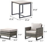 Wicker Outdoor Patio Furniture Set - 5 Piece Patio Conversation Set with 2 Wicker Armrest Chairs - Photo 2