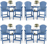 FOOWIN Tall Adirondack Chair Set of 8, All Weather HDPE Bar Height Adirondack Chair with Double Connecting Trays - Photo 1