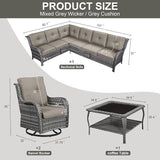 Belord Patio Furniture Set 6 Seats, Outdoor Swivel Rocker Patio Chairs, Oversized Outdoor Sectional Couch - Photo 2
