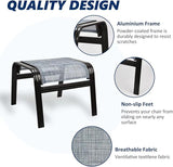 Outdoor Footstools for Patio,Textile Ottomans Metal Dining Footrests Stack Chairs for Lawn,Garden or Porch 2 Set Blue - Photo 4