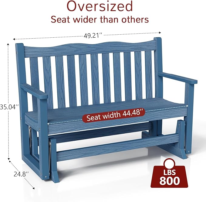 Stoog Outdoor Glider Bench, All-Weather HIPS Patio Glider with 800 lbs Weight Capacity, Never Fade or Rot - Photo 3