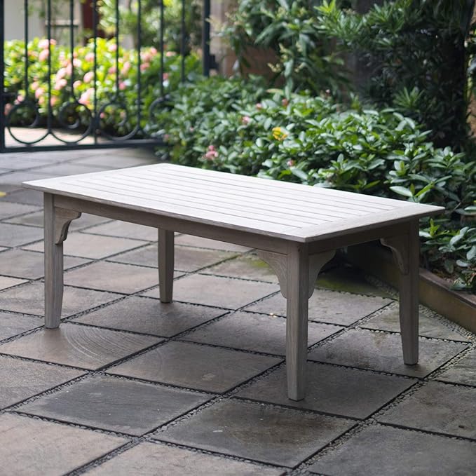 Cambridge Casual Auburn Superior Indonesian Teak Patio Coffee Table, Weathered Teak