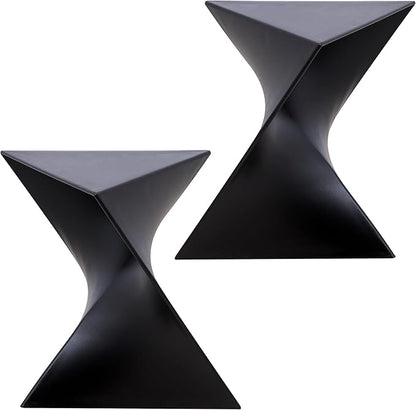 LeisureMod 15.75" Triangular Side Table, Stackable Plastic Accent End Table for Indoor & Outdoor Use, Weather-Resistant Modern Patio & Living Room Table, Set of 2, Black