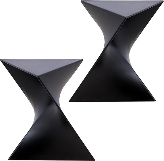 LeisureMod 15.75" Triangular Side Table, Stackable Plastic Accent End Table for Indoor & Outdoor Use, Weather-Resistant Modern Patio & Living Room Table, Set of 2, Black