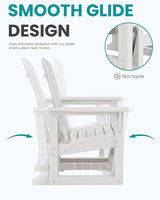SERWALL Outdoor Glider Chair Set of 2, HDPE Wood-Like Patio Glider Rocker All-Weather Porch Glider for Outside, White - Photo 5