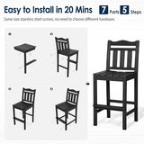 nalone Outdoor Bar Chairs and Table Set, HDPE Balcony Adirondack Chairs and Tables 3 Pieces Set - Photo 6