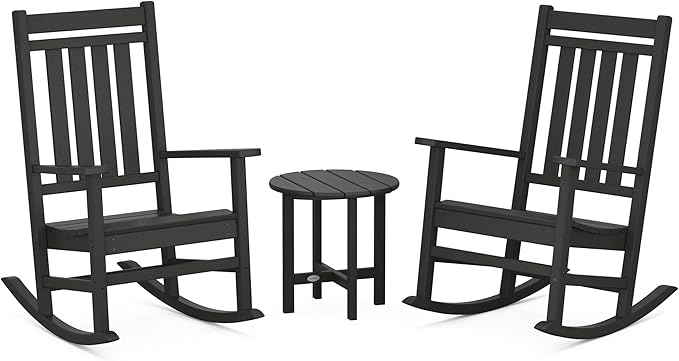 POLYWOOD Estate 3-Piece Rocking Chair Set, Outdoor Patio Furniture, Front Porch Rockers with Side Table, HDPE - Photo 1