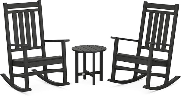 POLYWOOD Estate 3-Piece Rocking Chair Set, Outdoor Patio Furniture, Front Porch Rockers with Side Table, HDPE - Photo 1