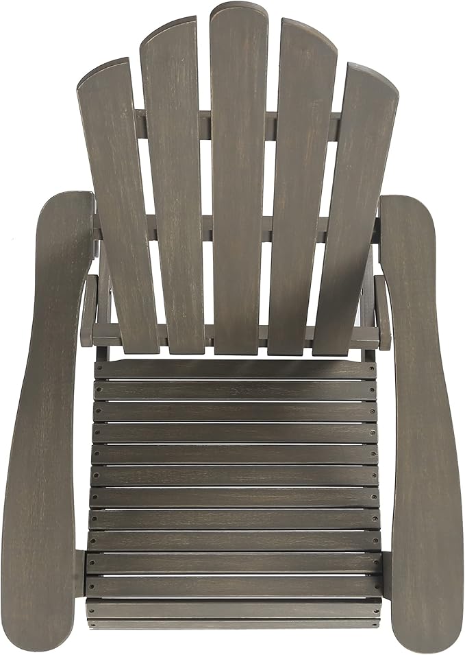 Christopher Knight Home Foldable Adirondack Chair Outdoor Acacia Wood Patio Chair with Slat Panel Design and Compact Folding Frame for Porch Backyard