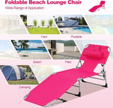 Tangkula Tanning Chair with Face Hole, Patio Folding Adjustable Reclining Beach Sunbathing Lounge Chair with Side Pocket - Photo 9