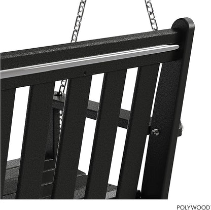 POLYWOOD GNS60BL Vineyard 60" Outdoor Swing, Black