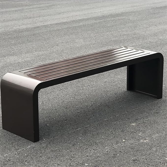 Premium Heavy-Duty Steel Frame Outdoor Bench - Weatherproof Metal Garden Bench for Patio, Porch, Park- All-Weather Commercial Grade Seating