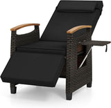 HAPPYGRILL Outdoor Rattan Wicker Chaise Lounge Recliner Chair with Adjustable Backrest & Footrest - Photo 1