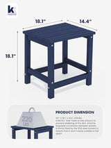 KINGYES Adirondack Outdoor Side Tables Set of 2, Navy - Photo 2