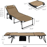 Outsunny 2 Piece Folding Chaise Lounge with 5-Level Reclining Back, Tanning Chair with Face Hole - Photo 3
