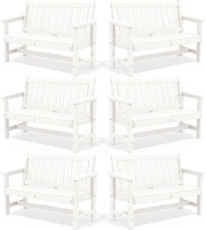 SERWALL Outdoor Bench, HDPE Outdoor Benches Weatherproof, 2-Person Garden Bench with 660 lbs Weight Capacity - Photo 1