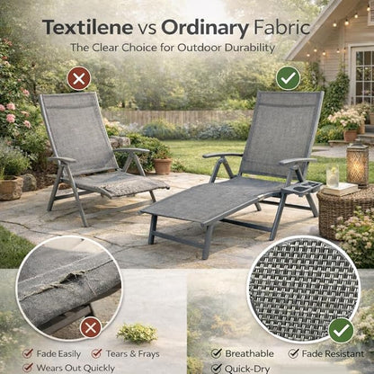 Kozyard Aluminum Outdoor Chaise Lounge Chair, Adjustable Reclining Patio Lounge with Drink Holder, Weather-Resistant Pool, Deck & Yard Recliner,Assemble-Free, Gray (Gray)