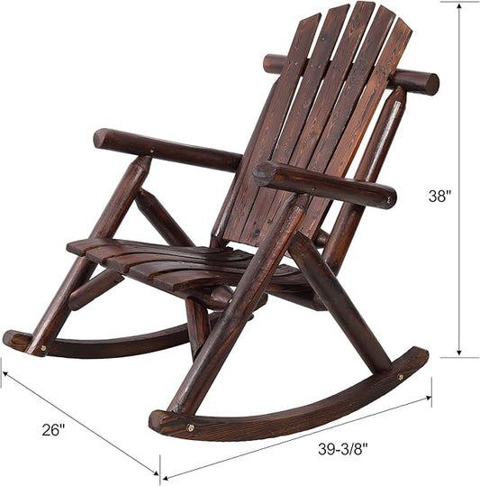 Ergonomic Fir Wood Porch Rocking Chair for Outdoor Relaxation and Garden Lounging with Heavy-Duty Support and Smooth Gliding Motion