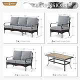 Sophia & William Patio Furniture Set, 5 Piece Metal Outdoor Conversation Set with 3-Seater Outdoor Couch, 2 Sofa Chairs - Photo 7
