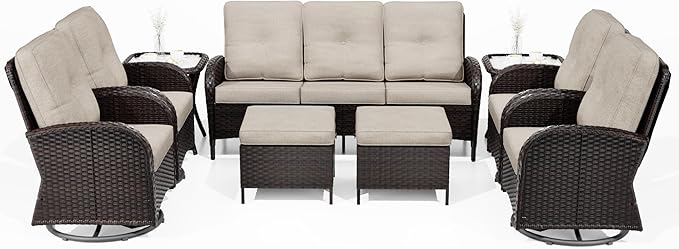Joyside Wicker Patio Furniture Set, 9 Piece Outdoor Furniture Set with Thickened Cushions, High Back, Deep Seating - Photo 6