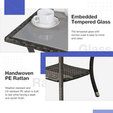 Patiorama Outdoor Wicker Patio Side Table, Weather Resistant Rattan Coffee Table, Square End Table, Aluminum Frame, Grey - Photo 4
