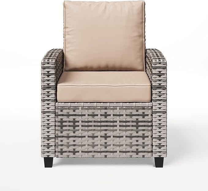 2 Pieces Patio Furniture Set, Outdoor Wicker Chairs Set of 2, All Weather High Back Rattan Chairs - Photo 7