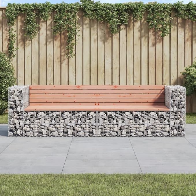 Solid Douglas Fir Wood Garden Bench with Galvanized Steel Frame, Large Durable Outdoor Seating for Patio and Garden, Rustic Style Furniture, Weather-Resistant Construction,