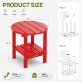 Outdoor Side Table Round - Patio Side Tables - HDPE Small Outdoor End Table for Backyard Pool Porch Balcony - Double - Photo 3