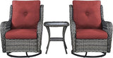 Rilyson Patio Chairs Rocking Swivel Chiar - 3 Piece Outdoor Wicker Patio Bistro Set Rattan Rocker Glider Chairs with - Photo 1