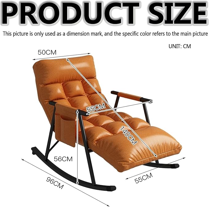 Bedroom rocking chair with cushion, Modern Comfortable Sofa Lounger, outdoor garden lounge chair with armrests - Photo 2