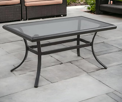 HomeRoots 21" Black Metal Outdoor Coffee Table