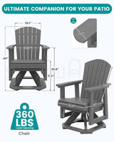 SERWALL Adirondack Swivel Glider Chair, HDPE Glider Rocking Chair for Outdoor, All-Weather Glider Chair for Porch - Photo 3