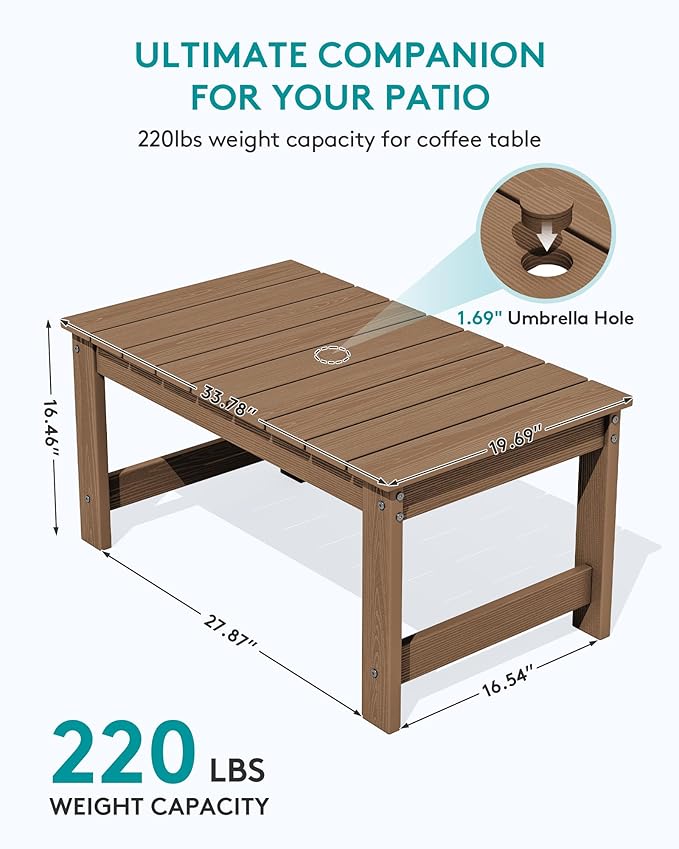 SERWALL 3 Pieces Patio Adirondack Bench Set - Photo 3