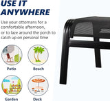 Patio Outdoor Ottoman Assembled Aluminum Footstools Small Seat Side Table Footrest for Balcony, Poolside 2 Set Black - Photo 4
