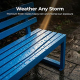 39.4" Garden Bench with backrest, Metal Bench Outdoor, Ground-Mountable, Securable Outdoor Benches, Garden & Park - Photo 6