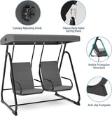 2-Person Patio Porch Swing Chair, Heavy Duty Outdoor Glider with Adjustable Canopy, High Backrest, Removable Cushions - Photo 3