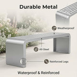 Metal Garden Bench, 100/120/150/180 Cm Outdoor Benches Weatherproof 2-5 Person - Photo 4