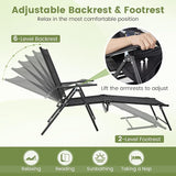 Tangkula Outdoor Lounge Chairs Set of 2, Patio Folding Chaise Recliner with 6-Level Backrest - Photo 5