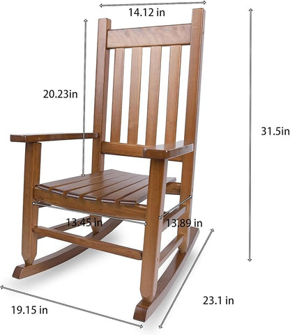 Kids Rocking Chair for Toddler and Children Comfy Recliner Wooden Rocker for Baby Girls Outdoor Lounge for Age 6-10 Indoor Anti-Tip Design Safe & Sturdy Brown