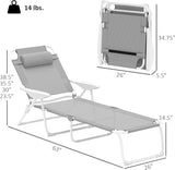 Outsunny Folding Lounge Chair, Portable Outdoor Chaise Lounge, Sun Tanning Chair with 4-Position Reclining Back - Photo 7