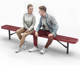 Heavy-Duty Outdoor Metal Bench, Thermoplastic-Coated, Inground, Weatherproof, Commercial-Grade for Parks, Gardens - Photo 1