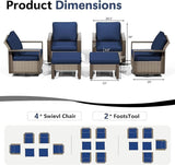 Outdoor Patio Furniture Set, 6 Piece Wicker Patio Conversation with Deep Seating, Thicken Cushions - Photo 2