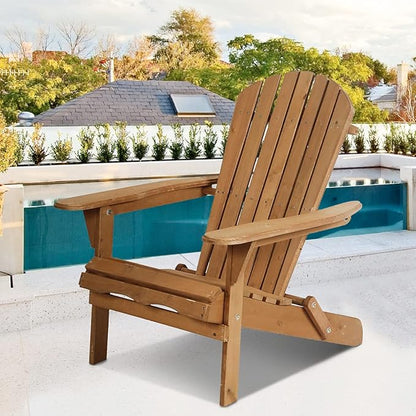 Adirondack Chair Patio Chair Lawn Chair Folding Wooden Adirondack Lounger Chair Accent Furniture wNatural Finish Outdoor Chairs Wood Chairs Nautral